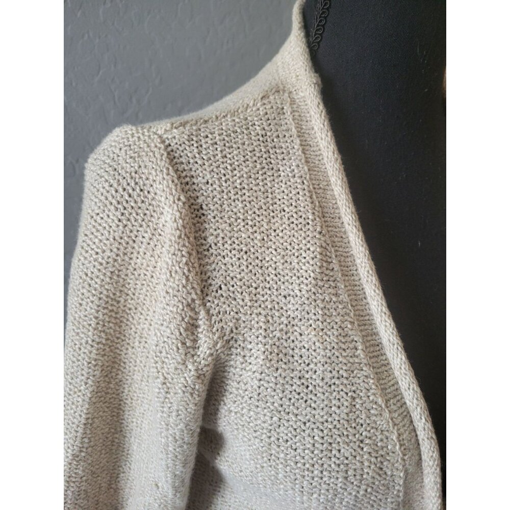 Habitat Beige Linen Long Line Lone Sleeve Cardigan with Pockets Size S Lagenlook - Picture 3 of 12